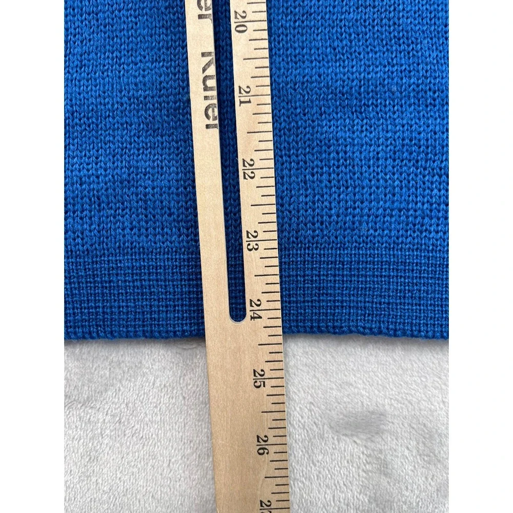 Vintage Demetre Sweater Men Medium Blue Striped Pure Virgin Wool Heavy Knit Ski